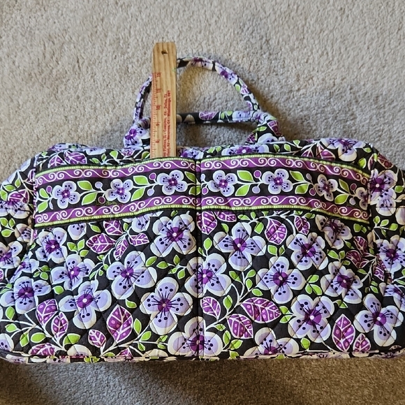 Purple and Green Travel Bag with Floral Design - Picture 8 of 9